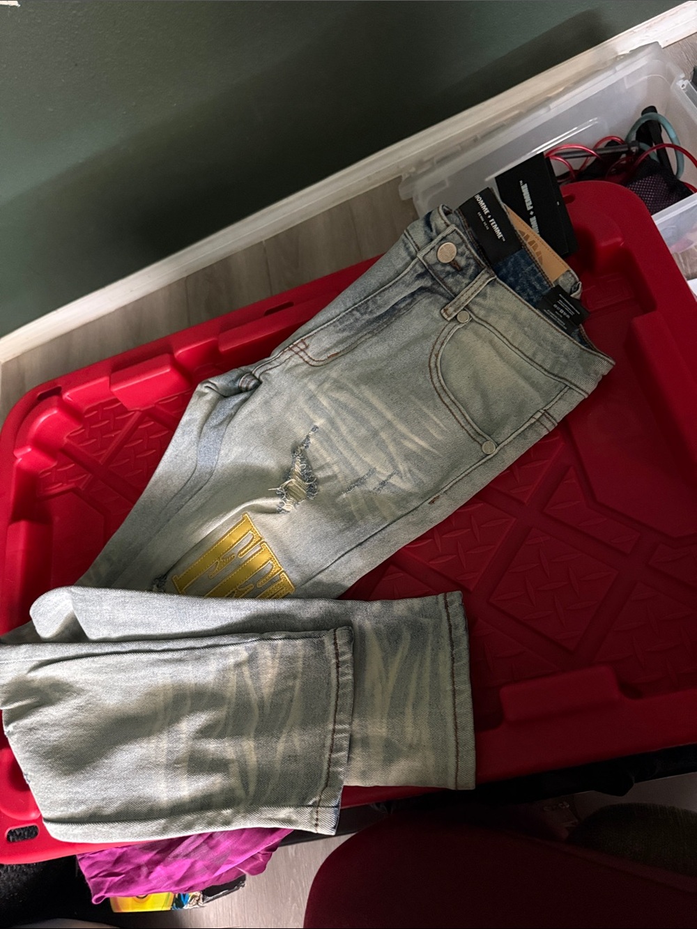 Light Wash Distressed Men’s Skinny Jeans Homme Femme